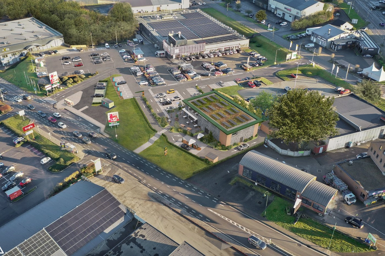 Implantation du restaurant McDonald's à Libramont vue du ciel