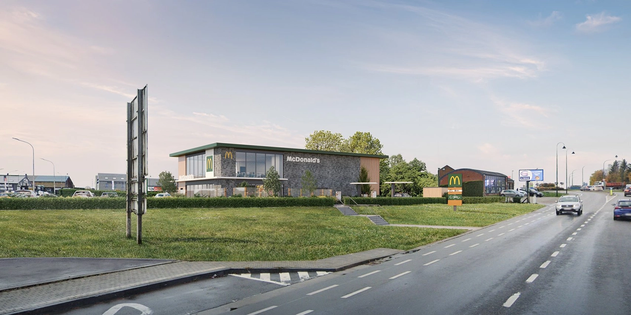 Projet de restaurant McDonald's à Libramont vu depuis la rue